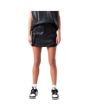 Grey Lab Cargo Faux Leather Miniskirt - Black