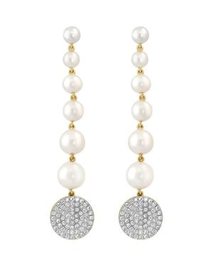 Effy 14K Fresh Water Pearl & Diamond Drop Earrings - White