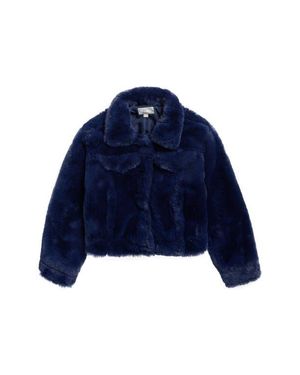 Tractr Kids' Cow Print Faux Fur Trucker Jacket - Blue