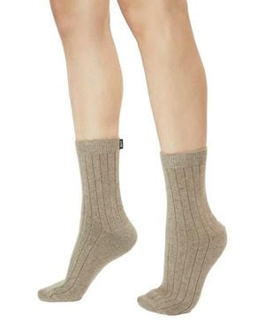 Gobi Cashmere Trim Knit Bed Socks - Natural