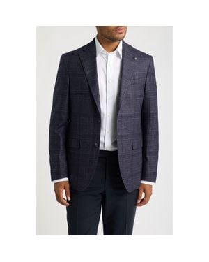 Jack Victor Mcallen Plaid Wool Blend Sport Coat - Blue