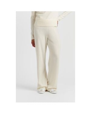 Chinti & Parker Wool Cashmere Wide Leg Track Pants - White