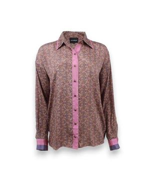 Monzlapur Paisley Motif Long Sleeve Shirt - Purple