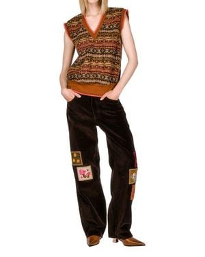 Anna Sui Fair Isle Fleece Vest - Brown
