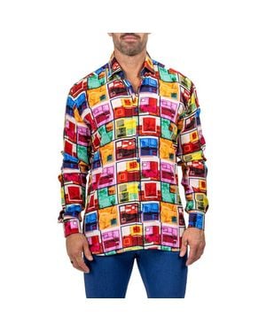 Maceoo Fibonacci Marthyr 0299 Contemporary Fit Button-Up Shirt - Red