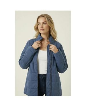 Modenaire Quilted Fleece Long Sleeve Jacket - Blue