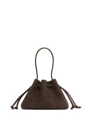 Mansur Gavriel Ostrich Embossed Drawstring Pouchette - Brown