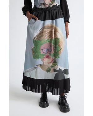 Undercover Printed Cotton Blend Skirt - Black