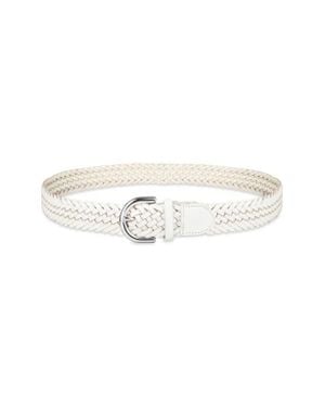 Cole Haan Braided Leather Belt - White
