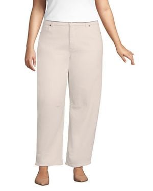 Lands' End Soft Denim Relaxed Barrel Leg Ankle Jeans - White