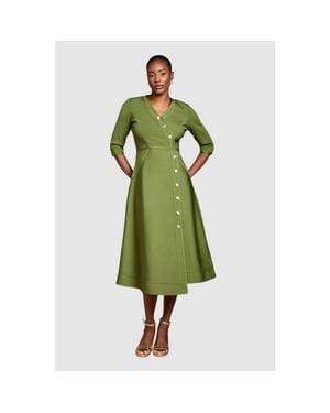Coast Bandage V-Neck Midi Dress - Green