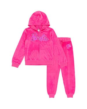 Barbie Velour Hoodie & Pants Set - Pink