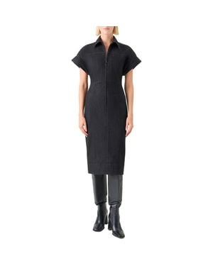 Akris Punto Structured Stretch Denim Shirtdress - Black