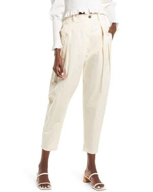 Amy Lynn Tapered Cotton Pants - Natural