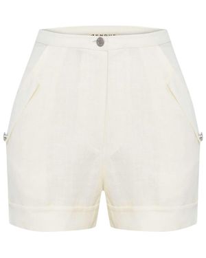 Jendue US Amara Denim Linen Shorts - White