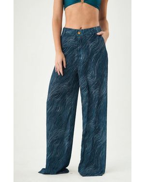 BOAMAR Naomi Print Wide-Leg Pants - Blue