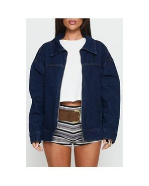 Princess Polly Goldsmith Denim Bomber Jacket - Blue