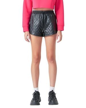 Grey Lab Quilted Faux Leather Shorts - Black