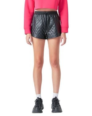 Grey Lab Quilted Faux Leather Shorts - Black