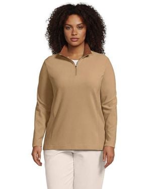 Lands' End Anyweather Fleece Quarter Zip Pullover - Brown