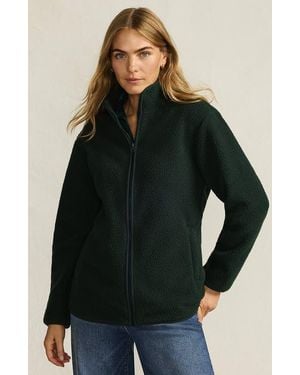 Lands' End Cozy High Pile Full Zip Fleece Jacket - Black