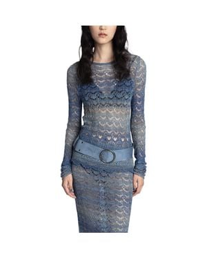 Anna Sui Ombre Space Dye Crochet Top - Blue