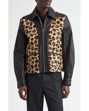 Second Layer Phreak Genuine Calf Hair & Leather Jacket - Black