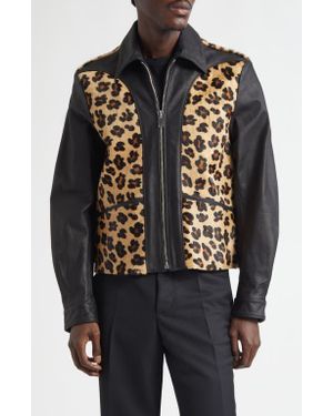 Second Layer Phreak Genuine Calf Hair & Leather Jacket - Black
