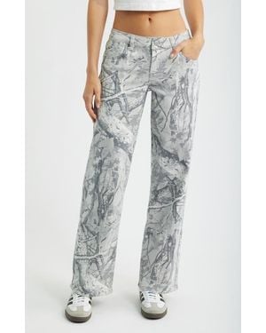 YMI Britney Camo Low Rise Wide Leg Jeans - Blue