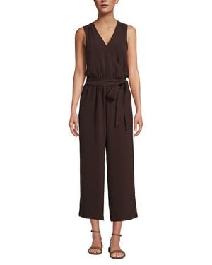 Lands' End Sleeveless Creaseless Wrap Jumpsuit - Brown