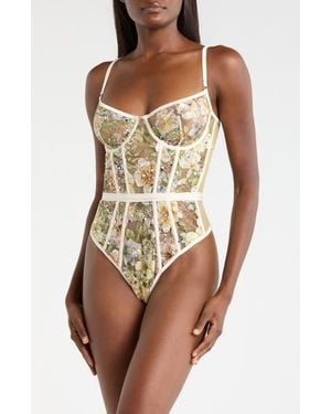 Kilo Brava Sequin Embroidered Underwire Bodysuit - Multicolor