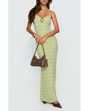 Princess Polly Liskaia Textured Halter Maxi Dress - Green