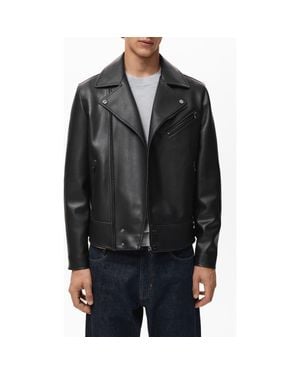 Mango Faux Leather Moto Jacket - Black