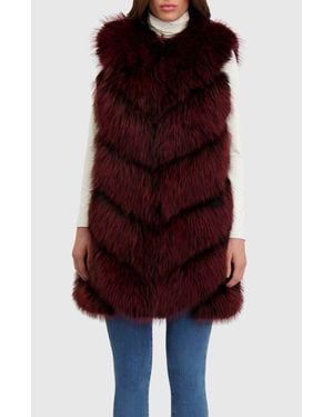 Lyla Grant Fur-Free Fox (Faux Fur) Vest - Red