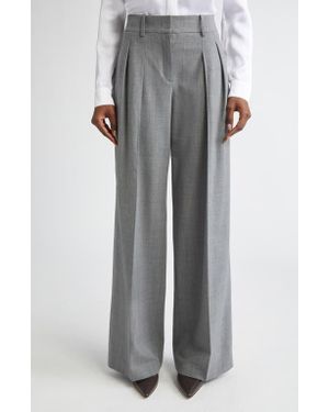 Michael Kors Pleated Slouch Stretch Wool Pants - Gray