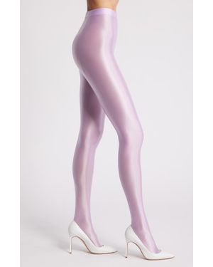 High Heel Jungle Mercury Shiny Opaque High Waist Tights - Pink