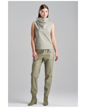 Natori Tech Cotton Taffeta Funnel Neck Top - Green