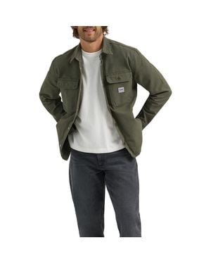 Lee Jeans Cotton Canvas Snap-Up Shirt Jacket - Green