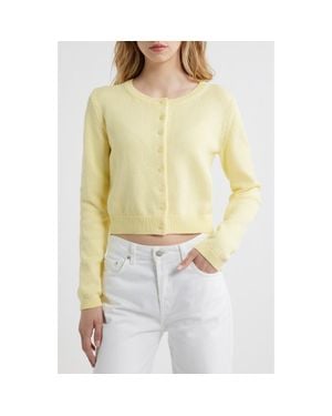 Reformation Clara Cotton Crewneck Cardigan - Yellow
