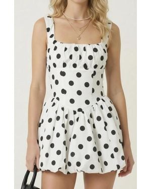 Modenaire Polka Dot Gathered Bust Flared Corset Bodice Mini Dress - White