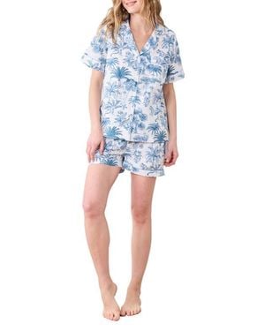 Printfresh Short Organic Cotton Pajamas Set - Blue