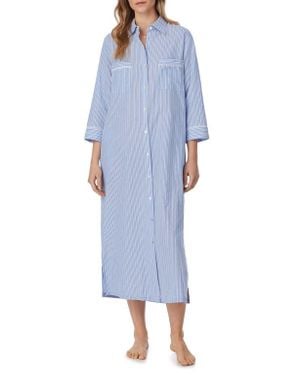 Eileen West Cotton Lawn Long Sleep Shirtdress - Blue