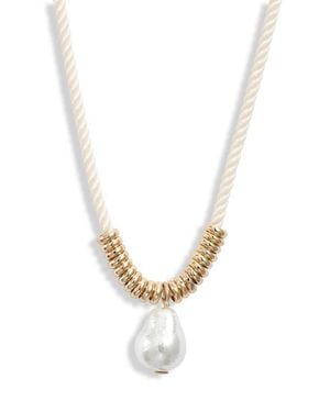 Nordstrom Faux Pearl Pendant Cord Necklace - White