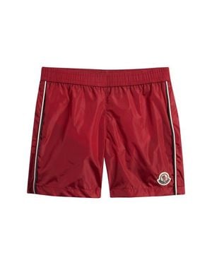 Moncler Kids' Tricolor Trim Swim Trunks - Red