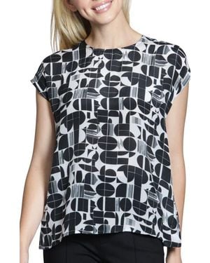 Apny Print Cap Sleeve Shell - Black