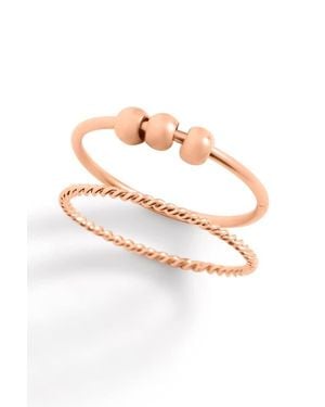 Mint & Lily Dainty Stackable Beaded Fidget Set Ring - Pink