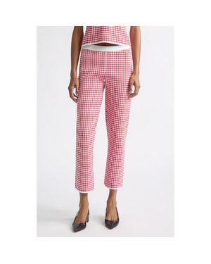 Posse Micah Gingham High Waist Crop Flare Pants - Red