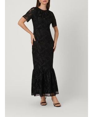 Shoshanna Midnight Basketweave Lace Montague Dress - Black