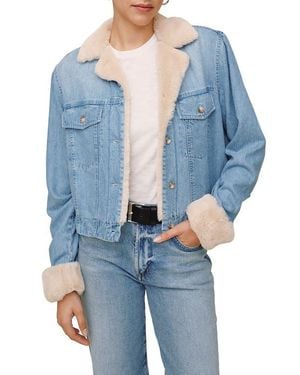 Bella Dahl Faux Shearling Lined Denim Jacket - Blue