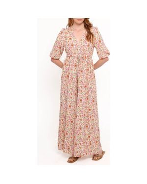 Petal & Pup Kelda Floral Print Wide Leg Jumpsuit - Pink